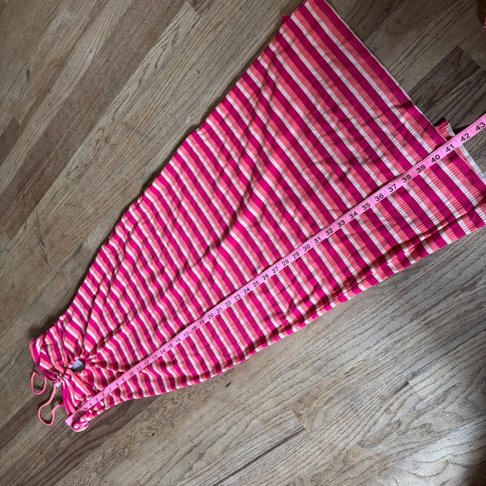 L*Space Pink Orange Striped Keyhole Midi Dress XS NWT Nordstrom Lyocell Ribbed - Picture 7 of 7